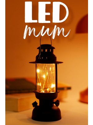 Odea Tr LED Mum Kamp Lambası Tipi Pil Dahil Dumansız Alev Ledli Yapay Dekoratif Mum Dekor Işığı Siyah PT437