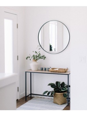 Odea Tr Metal Modern Yuvarlak Antre Duvar Aynası 70CM, Siyah