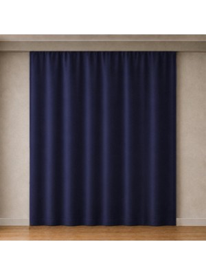 Odea Tr Blackout Karartma Fon Perde, Siparişe Özel Dikim | Gündüz Bile Karartır, Isı Yalıtımlı Tek Kanat | Düz Kornişe Hazır | Lacivert, 100 cm Genişlik x 200 cm Uzunluk