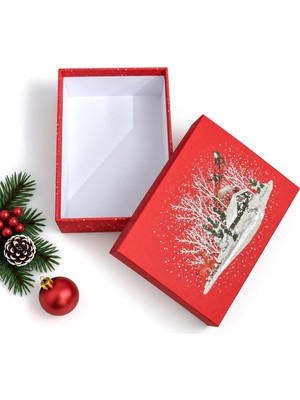 Odea Tr Yılbaşı Hediye Kutusu – 32X23X9 cm Noel Temalı Kapaklı Hediye Kutusu | Dayanıklı Karton, Varak Detaylı Yeni Yıl Hediye Paketi Kutusu Model 1