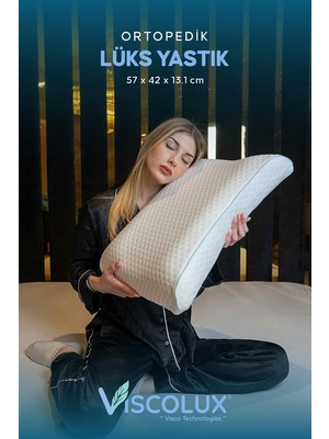 Odea Tr Bombeli Lüx Boyun Destekli Ortopedik Yastık; Anti-Aging Visco Yastık Mavi 57X42X13/11, Mavi