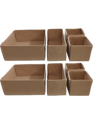 Odea Tr 8'li Bej Çekmece Içi Düzenleyici Organizer Set - Çok Amaçlı Dolap Içi Kutu Seti