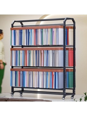 Odea Tr Ayarlanabilir Çubuklu Bu Hareketli Tekstil Kumaş Rulo Raf, Renkli Kart Ekran Standı, Vinil, Duvar Kağıdı ve Pencere Kumaş Depolama Çözümleri Için Frenlenebilir Tekerlekler