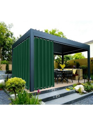 Odea Tr Dış Perdeler, Karartma Perdeleri, Soğuğa Karşı Koruma, G 260 x Y 205 Cm, Üstte ve Altta Halkalı, Veranda/bahçe/sürgülü Kapı/çardak Için, Koyu Yeşil