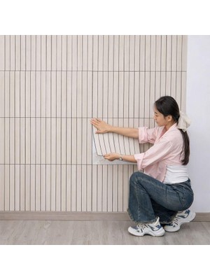 Odea Tr Kendinden Yapışkanlı Ahşap Duvar Çıtası Desenli Duvar Paneli 30X60CM (1, Açık Kahve)