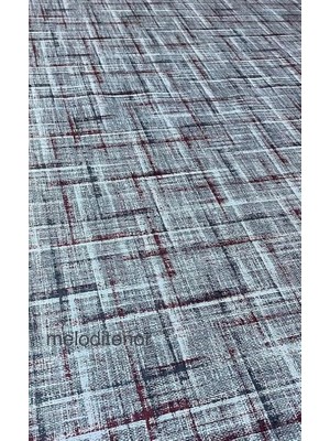 Odea Tr Astarlı Kaymaz Bordo Gri Kareli Silinebilir Pvc Muşamba Masa Örtüsü Sıvı Geçirmez Gri 120 x 160