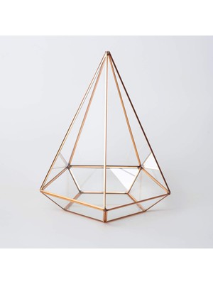 Odea Tr 26X21X21CM Bakır Rose Gold Geometrik Teraryum Cam Fanus Aksesuar Çikolata Kutusu