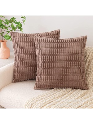 Odea Tr 2'li Set Yumuşak Kadife Yastık Kılıfı 50 x 50 Cm, Dekoratif Sevimli Kare Yastık Kılıfları Izgara Kırlent Kılıfları Ev Dekoru Kanepe Yatak Odası Için Yastık Kılıfı