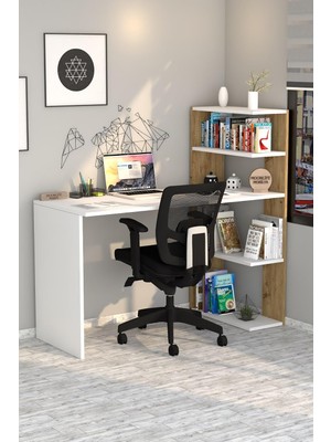 Odea Tr Çınar Kitaplıklı Çalışma Masası Beyaz Çam