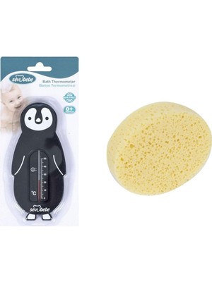 Tr Bebek Banyo Seti(Banyo Derecesi+Banyo Süngeri+ Makas Seti) Siyah SV0140