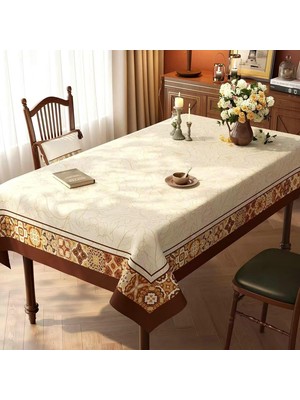 Odea Tr Köşeli Masa Örtüsü, Masa Folyosu, Bej, Kahverengi, Boho Çiçekler, Pvc