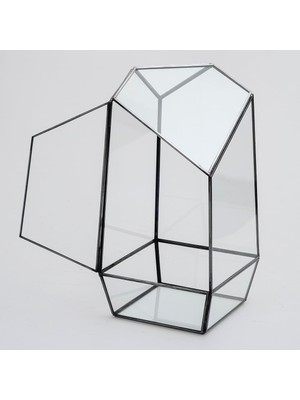 Odea Tr 24X11X11CM Siyah Geometrik Teraryum Cam Fanus Takı Aksesuar Çikolata Kutusu