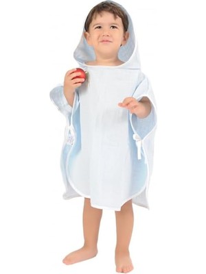 Odea Tr Çocuk Bebek Müslin Panço Kapüşonlu 1-4 Yaş (Mavi)