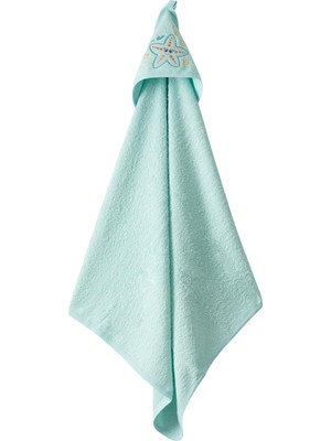 Odea Tr Seasparkle Kapüşonlu Bebek Havlusu – Deniz Yıldızı NAKIŞLI,75X80 Cm, Soft Cotton (Mint)