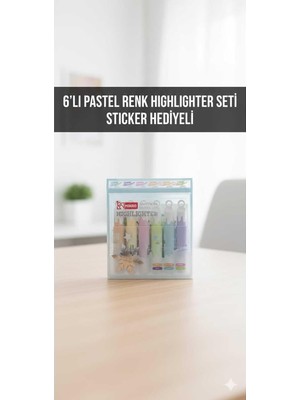 Odea Tr Mikro 6'li Pastel Renk Lipstick Highlighter Işaretleme Kalemi Seti, Fosforlu Kalem