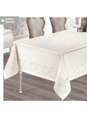 Odea Tr Jumbo Dertsiz Leke Tutmaz ve Su Geçirmez Büyük Boy Dikdörtgen Masa Örtüsü 160X260 cm Krem