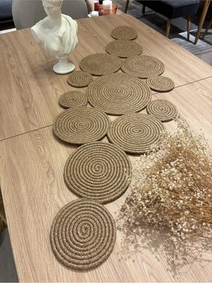 Odea Tr Mars Modern Doğal Jüt, Desenli, Hasır, Amerikan Servis, Masa, Sehpa Örtüsü Runner. 45 x 120 Hasır 45 x 120