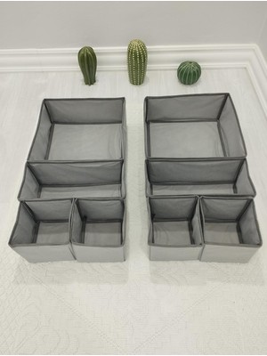 Odea Tr 8'li Gri Çekmece Içi Düzenleyici Organizer Set - Çok Amaçlı Dolap Içi Kutu Seti