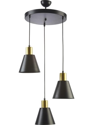 Odea Tr Trend Modern Sarkıt Metal Siyah Renkli Cafe -Yemek Masası Üstü -Salon 3 Lü Avize