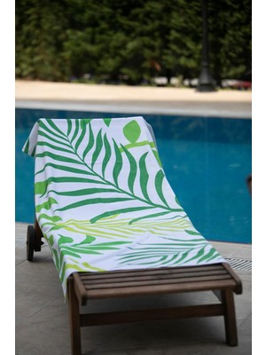 Odea Tr Yeşil Yaprak Desenli Plaj Havlusu, Spor Havlusu, Mikrofiber Hızlı Kuruyan Plaj Havlusu 70X140CM
