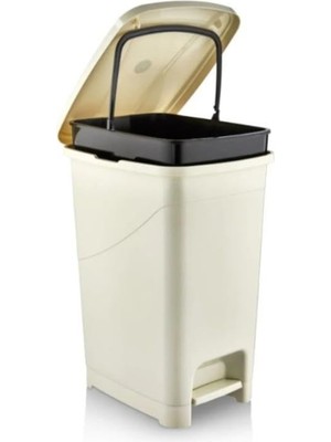 Odea Tr SRL-3029 Slim Pedallı Plastik Çöp Kovası Iç Kovalı 25 Litre Bej
