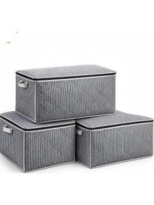 Odea Tr ® 3'lü Yorgan Hurcu Seti Battal Boy 82X42X42 Cm, 120 gr Kapitone Kalın Kumaş, Hava Alabilen Fermuarlı Büyük Boy Saklama Hurcu, Yorgan Battaniye Kıyafet ve Ev Tekstili Düzenleyici