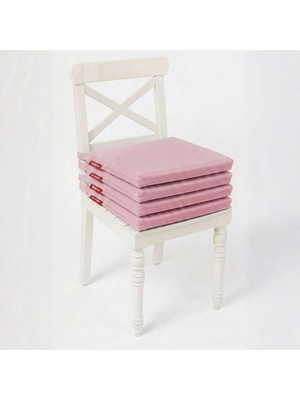 Odea Tr 4'lü Sandalye Minderi 40X40 cm Fermuarlı Su Itici Leke Tutmaz Bağcıklı Bahçe Balkon Minderi Seti
