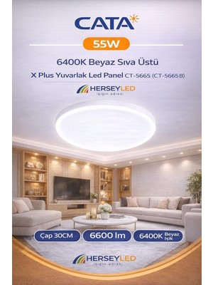 Odea Tr 55W 6400K Beyaz Sıva Üstü x Plus Yuvarlak LED Panel CT-5665