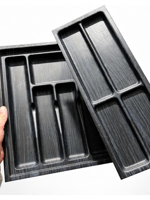 Odea Tr Plastik Mutfak Çekmece Düzenleyici, Siyah, 2 Parçalı Set, Kaşıklık Organizer, 35X45 cm