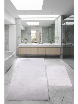 Odea Tr Relax Gri 80X150 + 50X80 cm 2'li Banyo Halısı Paspası Seti, Kaymaz Klozet Takımı