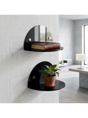 Odea Tr Oval Duvar Raf (2 Adet) (Siyah)