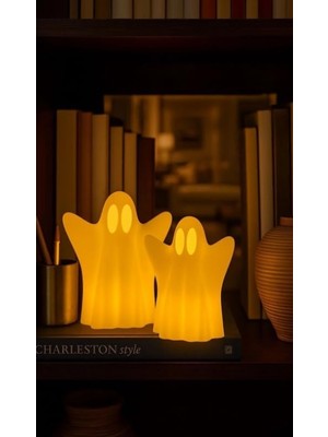 Odea Tr Hayalet Figürlü Dekoratif Obje, 2'li Set, Beyaz, Plastik, 11X7 Cm, Modern, Pilli Mum ile Kullanım, Halloween Aksesuarı, Ev Dekorasyonu