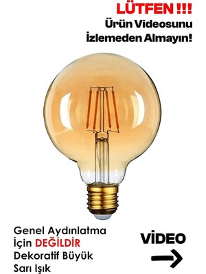 Odea Tr Rustik Glop Lamba, E27, 40W, G95, Dimmer Uyumlu, 2 Adet