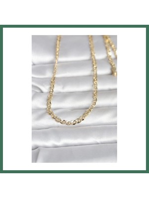 Bezos cm 14K Gold Renk Yassı Oval Zincirli Model 60 cm Kadın Kolye Bss