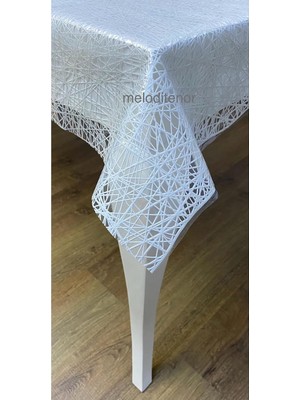 Odea Tr Meiwa Beyaz Iplik Desen Şeffaf Kaplama Sıvı Kırıntı Geçirmez Pvc Muşamba Masa Örtüsü 120X 170 cm Beyaz 120 x 170