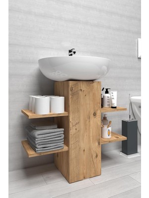 Odea Tr Modern Raflı Lavabo Altı Banyo Dolabı Banyo Düzenleyici