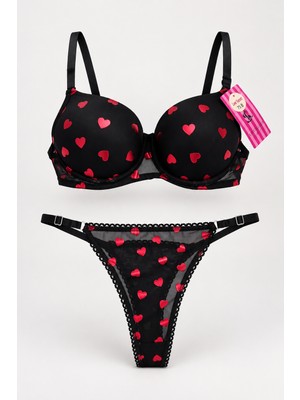 Love Secret Kadın Dolgulu Kalp Fiyonk Sütyen Külot Iç Çamaşır Takımı