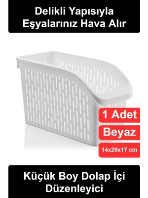 Wonara #dolapiçidüzenleyici Küçük Boy Dolap Içi Düzenleyici Delikli Plastik Organizer Sepet Mutfak Banyo Baharat Kozmetik Makyaj Saklama Kutusu Raf Kiler Gardırop Ofis Kompakt Beyaz Hava Geçirgen 14X29X17 cm