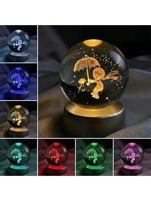 Vionna Kristal Cam LED Işıklı Gece Lambası, Şemsiyeli, Renk Değiştiren