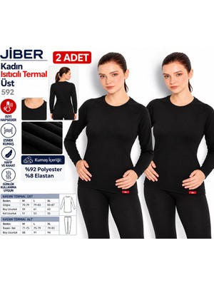 Jiber Kadın Uzun Kol Bisiklet Yaka Isıtıcılı Termal Içlik Üst Fanila 592 - 2 Adet