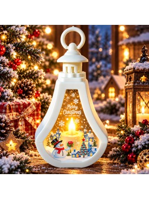 Kuzey Oyuncak Özel Tasarım 16 cm Kardan Adamlı Noel Feneri Gün Işığı LED Işıklı Noel Işığı LED Işıklı Kardan Adam