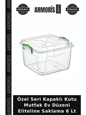 Armoris Özel Seri Kapaklı Kutu Mutfak Ev Düzeni Eliteline Saklama 6 Lt