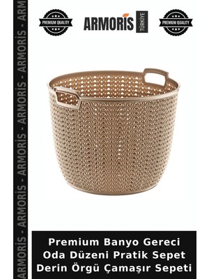 Armoris Premium Banyo Gereci Oda Düzeni Pratik Sepet Derin Örgü Çamaşır Sepeti