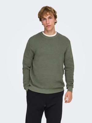 Only & Sons Onsron Reg Ls Crew Neck Knıt Noos Castor Gray