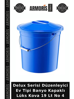 Armoris Delux Serisi Düzenleyici Ev Tipi Banyo Kapaklı Lüks Kova 19 Lt No 4