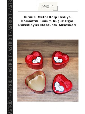 Kırmızı Metal Kalp Hediye Romantik Sunum Küçük Eşya Düzenleyici Masaüstü Aksesuarı