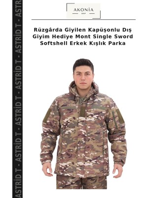 Rüzgârda Giyilen Kapüşonlu Dış Giyim Hediye Mont Single Sword Softshell Erkek Kışlık Parka