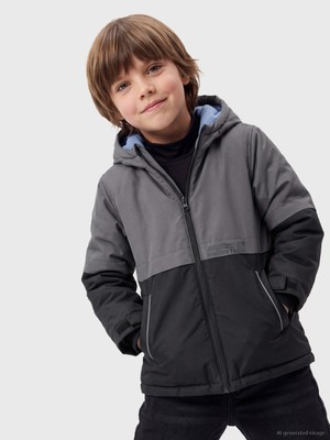 LC Waikiki Lcw Kids Siyah Kapüşonlu Erkek Çocuk Kayak Montu