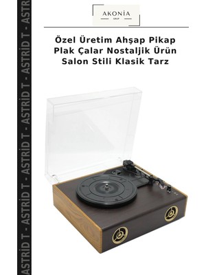 Özel Üretim Ahşap Pikap Plak Çalar Nostaljik Ürün Salon Stili Klasik Tarz