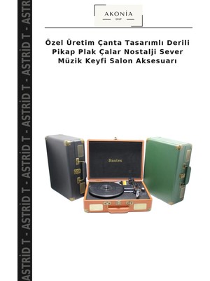 Özel Üretim Çanta Tasarımlı Derili Pikap Plak Çalar Nostalji Sever Müzik Keyfi Salon Aksesuarı
